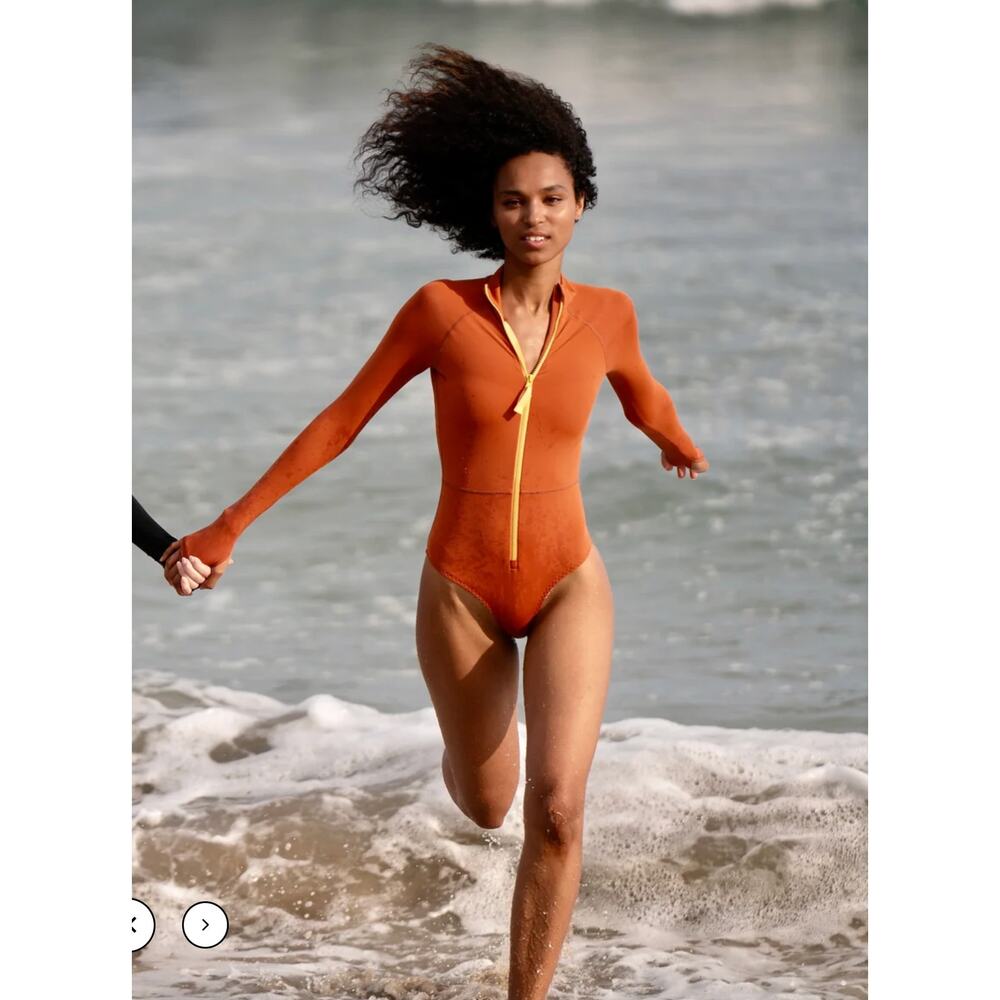 TutuBlue One Piece Long Sleeve Swimsuit Copper Orange Womens Large - Picture 2 of 16
